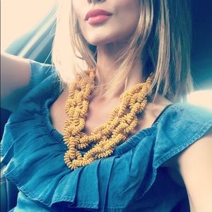 Mustard yellow chain link two layer necklace